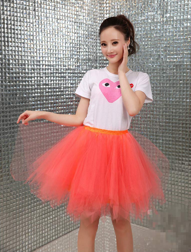 ChicWind Womens Orange Plus Size Puffy Tutu Layered Tulle Petticoat Skirt - Image 3